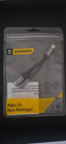 Adaptador áudio Essager USBC para USBC + 3.5mm