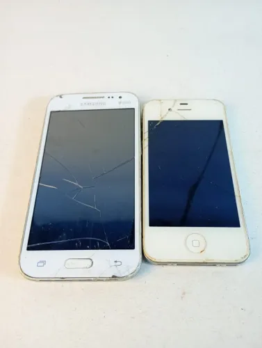 Lote 2 Celulares Antigos Sucata Pecas Samsung E iPhone