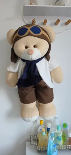 Urso aviador grande, porta fraldas