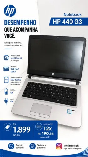Notebook HP 440- Intel Core i5 +8GB RAM + SSD 120GB