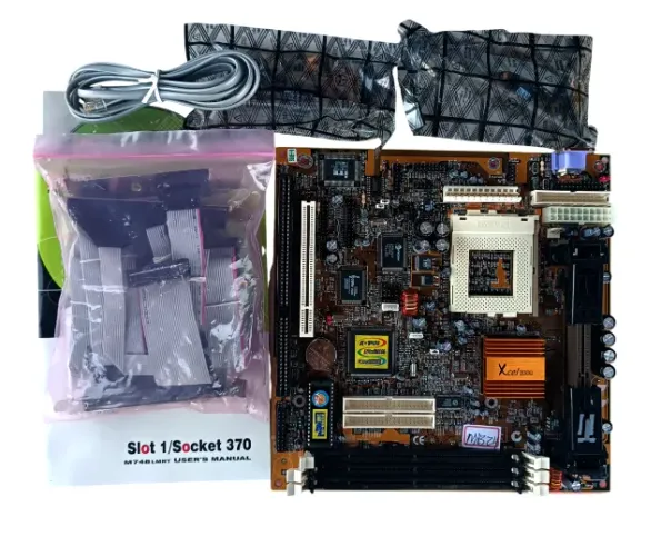 MOTHER BOARD PLACA MÃE XCEL 2000 PGA 370 NOVA COM CABOS MANUAL MB24