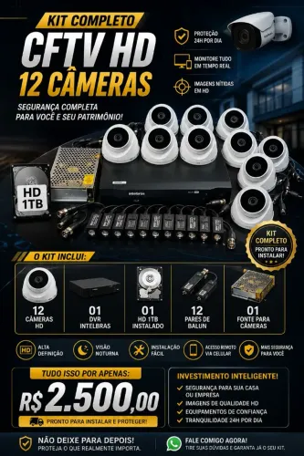Kit 12 cameras de segurança