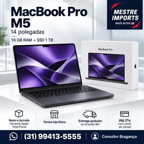 Apple MacBook Pro M5 14 Polegadas 16GB 1TB Nota Fiscal