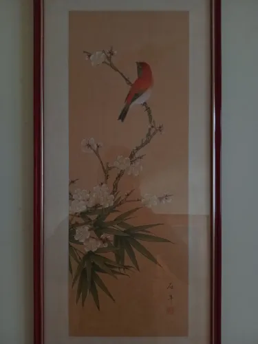Quadro Oriental Estampa de Pássaro