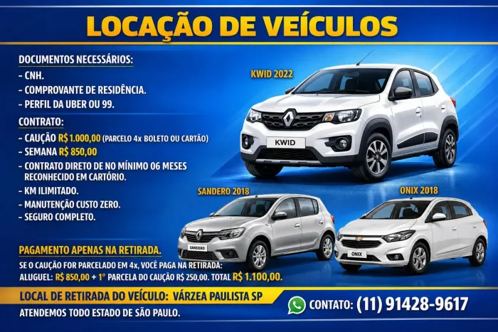 Aluguel carro aplicativo 