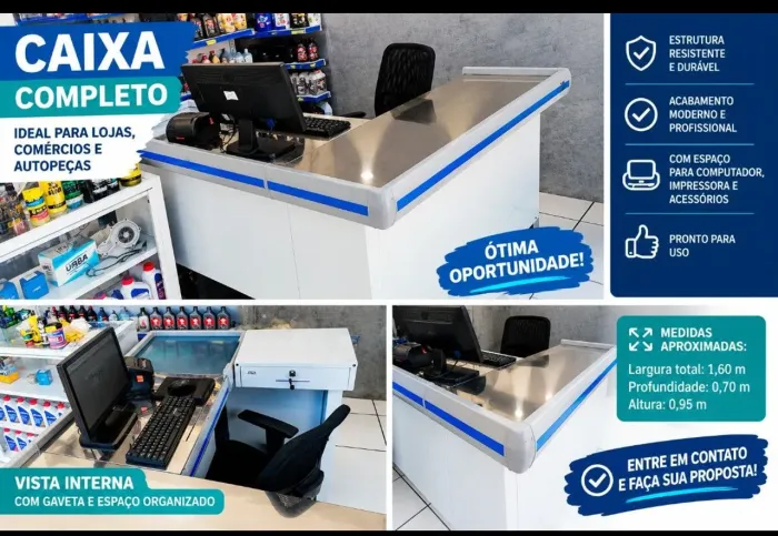 Balcão caixa Checkout para Loja 1,50m - Usado em ótimo estado