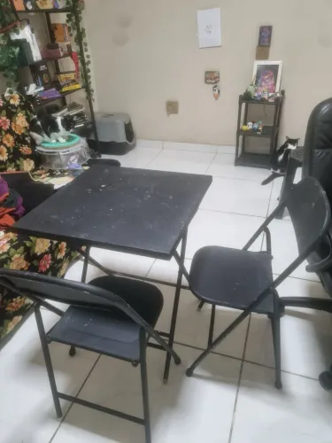 Mesa jantar linda metal estilo bar com 2 cadeiras preta