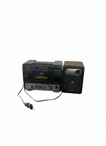 Som Sony Vintage com Toca-Fitas e Rádio + Caixa Acústica Original
