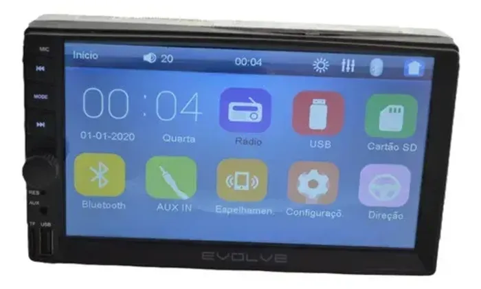 Tela Multimidia Evolve C/usb Sd Auxiliar 7polegadas Preto