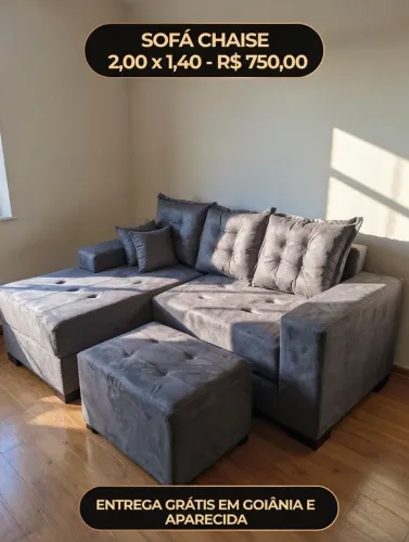Sofá de Canto com Chaise Novo, Com Puff de Brinde e Entrega Grátis