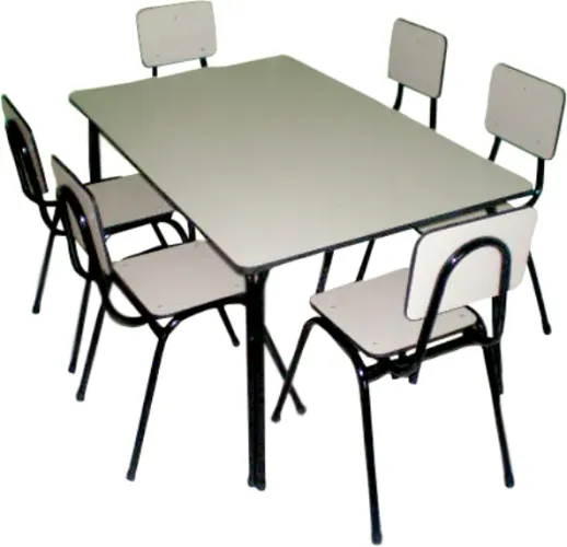 Mesa retangular com 6 cadeiras - escolar - fórmica branca - juvenil/adulto