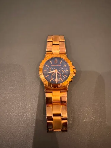 Relógio Michael Kors Dourado Original Mostrador Azul Marinho