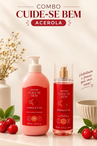 Combo body splash e hidratante acerola cuide-se bem o Boticário