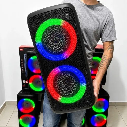 Caixa de som potente amplificada com entrada microfone Bluetooth Rádio Pendrive 400w 55 cm