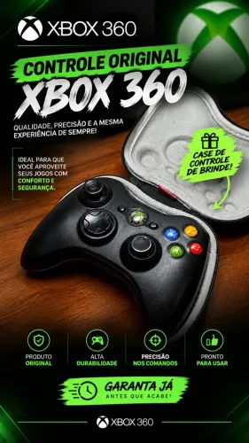 CONTROLE ORIGINAL XBOX 360 + CASE DE BRINDE
