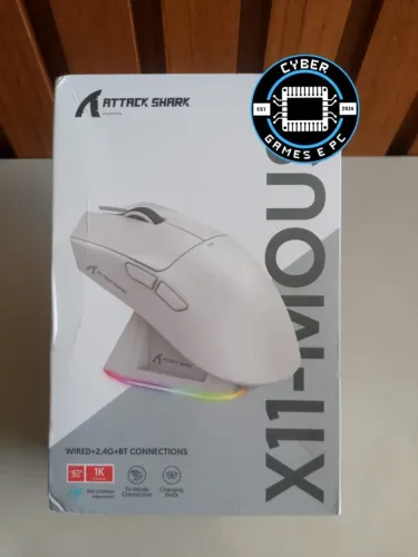 Mouse Gamer Sem Fio Attack Shark X11 Com Base de Carregamento RGB