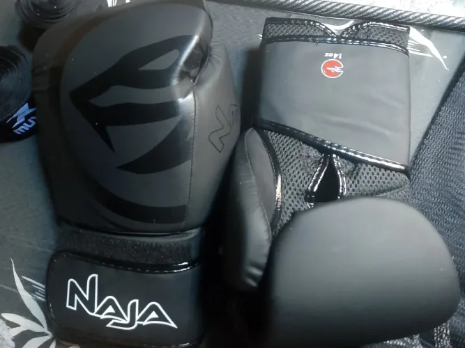 Kit Muay Thai Naja 14 Oz - Luvas + Bandagem + Bolsa - somente Juiz de fora