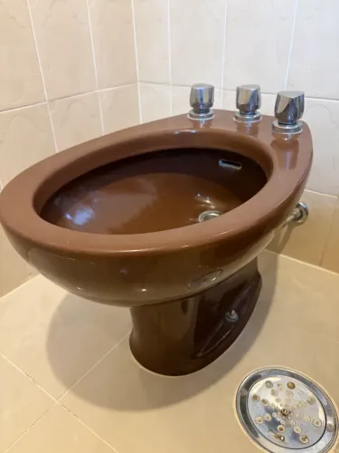 Conjunto Vaso Sanitário e Bidê Celite Marrom Vintage / Retrô