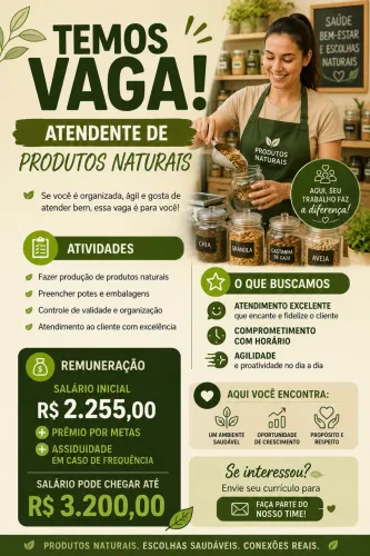 Atendente produtos naturais - campeche 