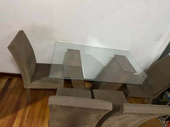 Mesa 120x80 c/4 cadeiras de tecido