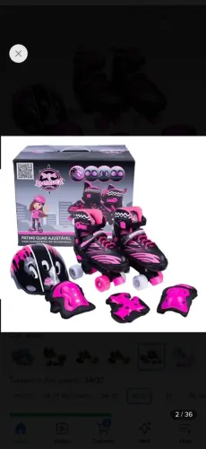 Patins semi novo, ele aumenta o tamanho, vai do 33 ao 37.