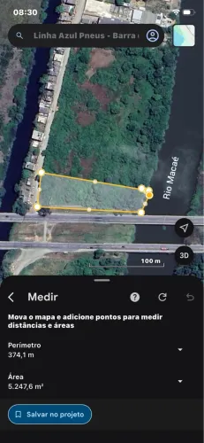 Vendo área na linha azul