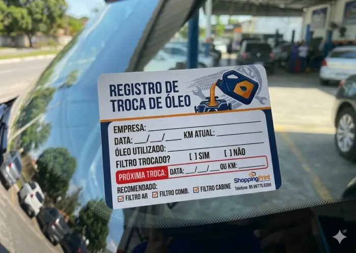 Etiqueta pra troca de óleo 