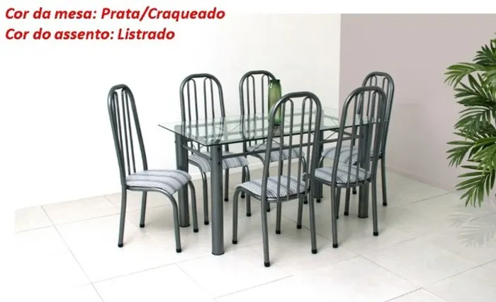 Promoção Conjunto de Mesa Com Vidro  1,50 + 6 Cadeiras !! Pronta Entrega !!