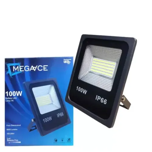 Refletor Led Slim 100w Bivolt Prova D'água - Branco Frio