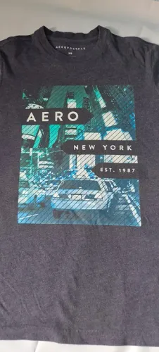 Camiseta Infantil Marca Aeropostale Tam X Cor Preta C/Estampa - Seminova