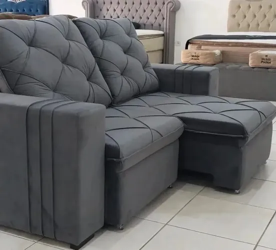 Sofá Retrátil e Reclinável 2.30 M Molas Espiral Super Confortável 
