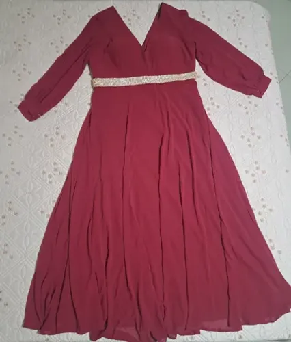 Vestido de Festa Marsala Plus Size Tamanho 56