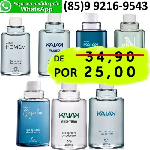 Refil Perfume Deo Corporal Masculino Natura Homem Kaiak Pulso Sr N Aventura Biografia 100m