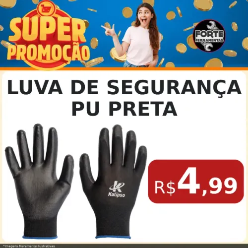Luva de Segurança PU Preta