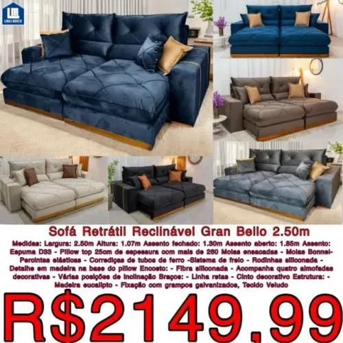 Sofá Gran Bello 2,50 várias cores Promoção OLX 