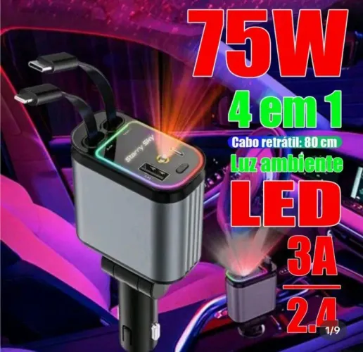 Carregador para carro super rápido novo na caixa