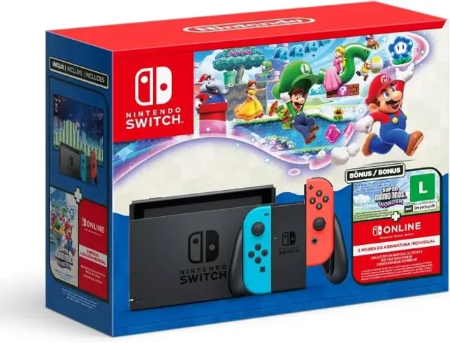 BUNDLE NINTENDO SWITCH + SUPER MARIO BROS. WONDER + 3 MESES - PAGAMENTO NA ENTREGA 
