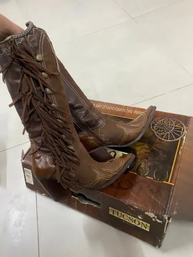Botas Texanas Tucson café com franjas 