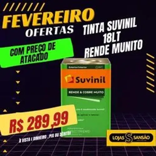 R$ 289,99 Tinta Suvinil Rende e Cobre Muito LATA varias  Cores consulte