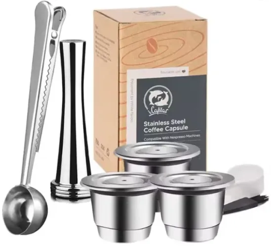 2 kits dif Capsula Nespresso aço Inox Reutilizável icafilas com fechador e dosador, tamper
