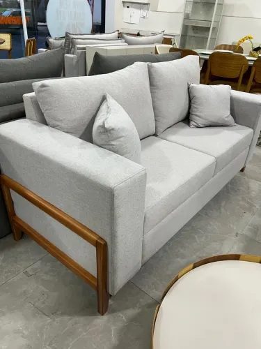 Sofá Living Moderno Linho Cinza NOVO MOSTRUÁRIO 