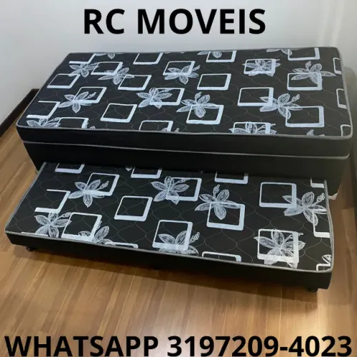 Cama Solteiro Bibox 88x1.88 com Auxiliar e Colchão D33 Reforçado