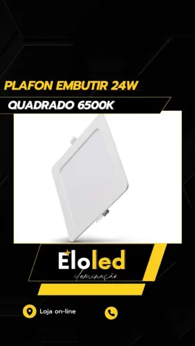 Plafon Embutir LED Quadrado 24W 6500K 