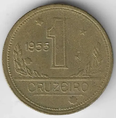 Moeda Colecionável Antiga 1 Cruzeiro Anômala com Rotação de Cunho Anverso Esquerdo (1946)