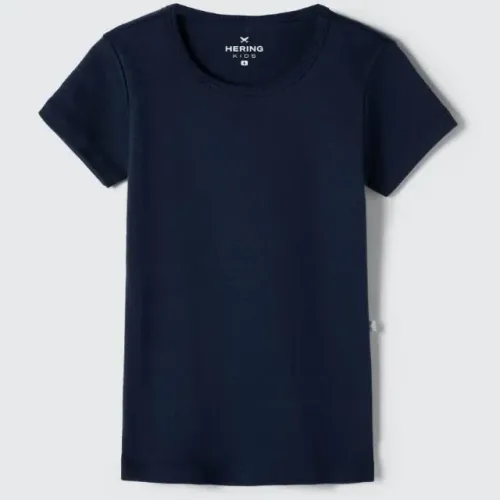 Blusa Infantil Menina Hering Manga Curta Ribana Azul - Tam 6 Básica Slim