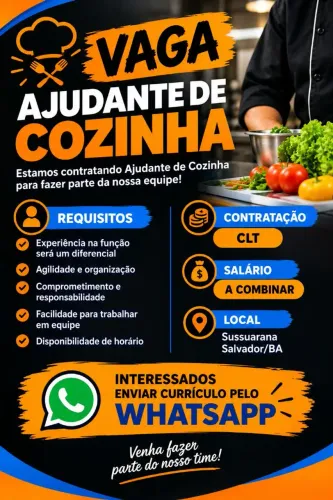 VAGA AJUDANTE DE COZINHA