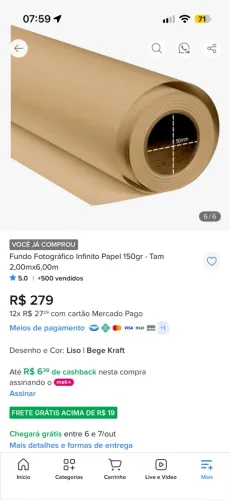 Vendo Papel (Fundo Fotográfico) // 180 gramas // 2MT X 5MT - 1 Novo o outro Semi-Novo