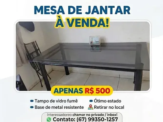 Mesa de vidro em excelente estado