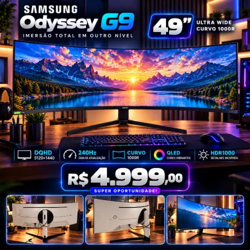 MONITOR SAMSUNG ODYSSEY G9 49? ? ULTRAWIDE, 240Hz E IMERSÃO TOTAL!