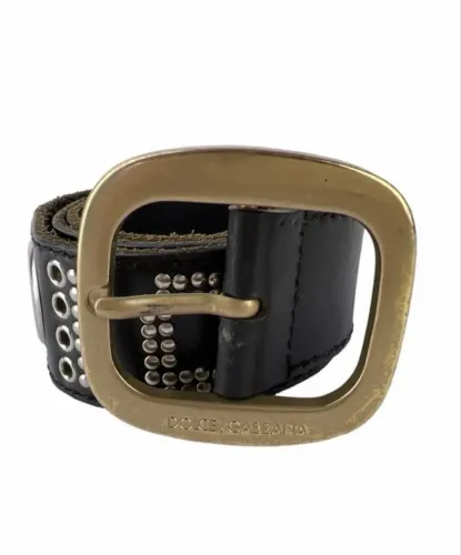 Cinto dolce&gabbana original preto fivela dourada